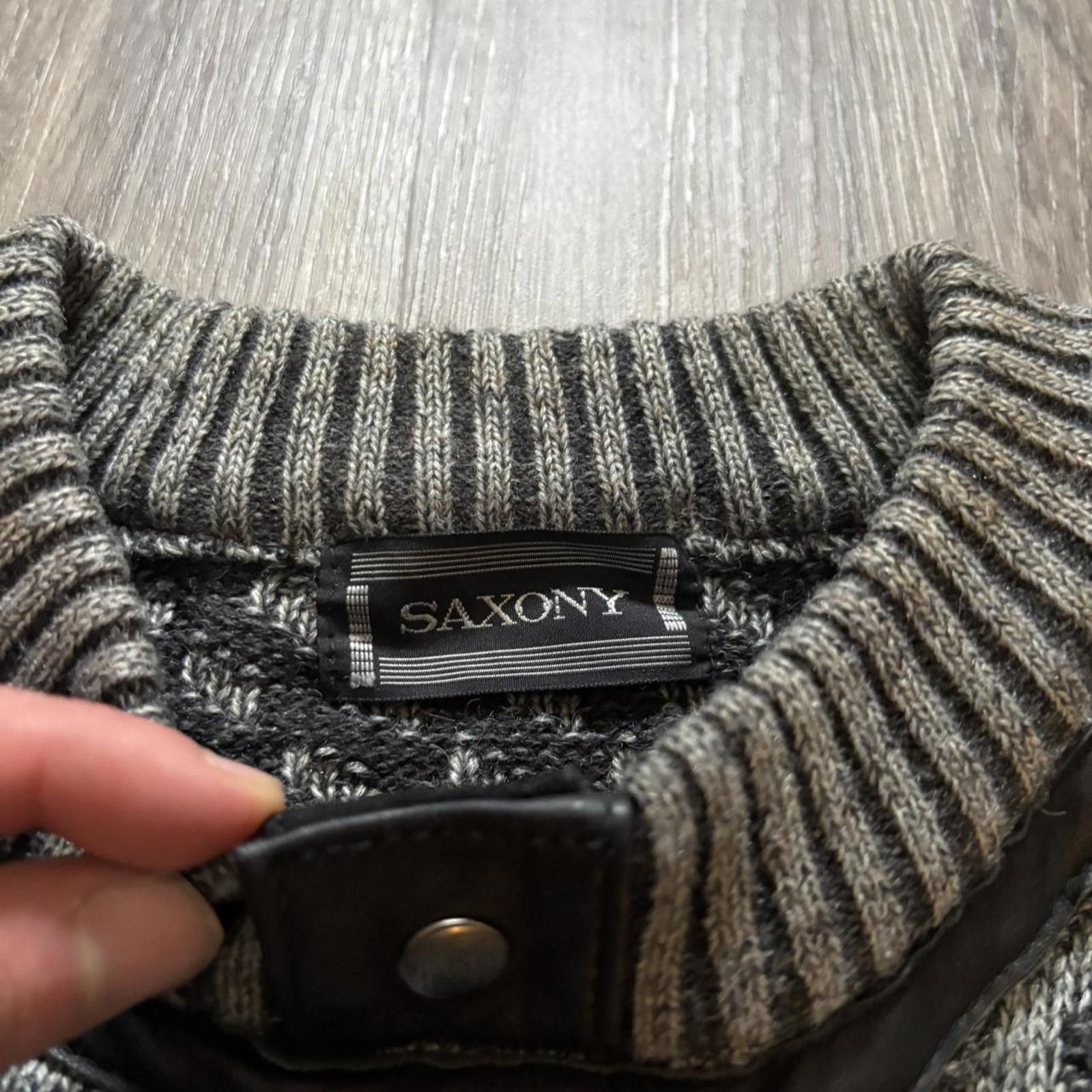 Saxony Vintage Saxony Leather Patched Gray/Black Sweater Size US L / EU 52-54 / 3 - 3 Thumbnail