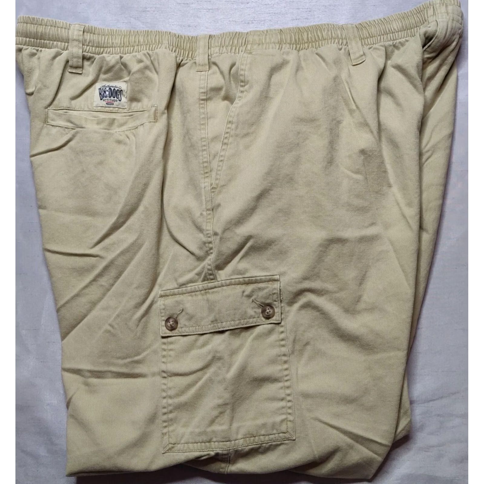 Big Dogs BIG DOGS Men Big 2X Khaki Cotton Elastic Waistband Pull-On Cargo Pants Size US 39 - 3 Thumbnail