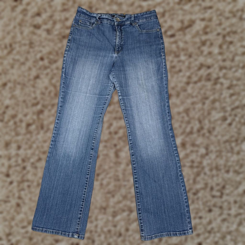 Nine West Nine West Jeans Womens 14/31 Blue Denim Straight Leg Stretch Mid Rise Zip Fly Size 36" / US 14 / IT 50 - 1 Thumbnail