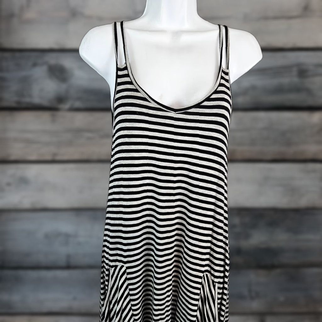 Vintage Soybu Womens Tank Dress Sz M Black Stripe Pockets Sleeveless Rayon Blend Size M / US 6-8 / IT 42-44 - 1 Thumbnail