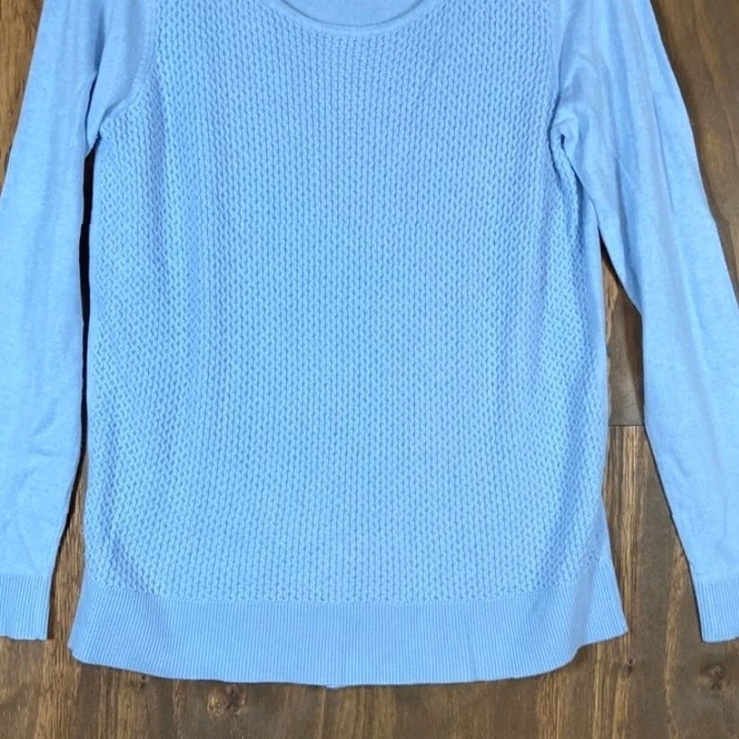 Ann Taylor Ann Taylor Sweater Womens Periwinkle Cable Knit Scoop Neck Stretch Medium Size M / US 6-8 / IT 42-44 - 3 Thumbnail