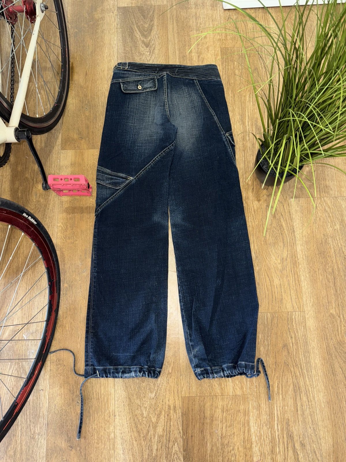 Versace VINTAGE VERSACE JEANS COUTURE WASHED DENIM TIE PANTS Size 29" - 7 Thumbnail