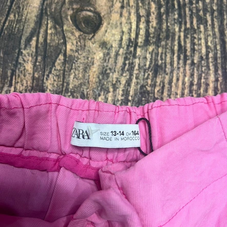 Zara NWT Zara Kid's Pink High Waist Wide Leg Trousers Size 13-14 Size 22" - 2 Thumbnail