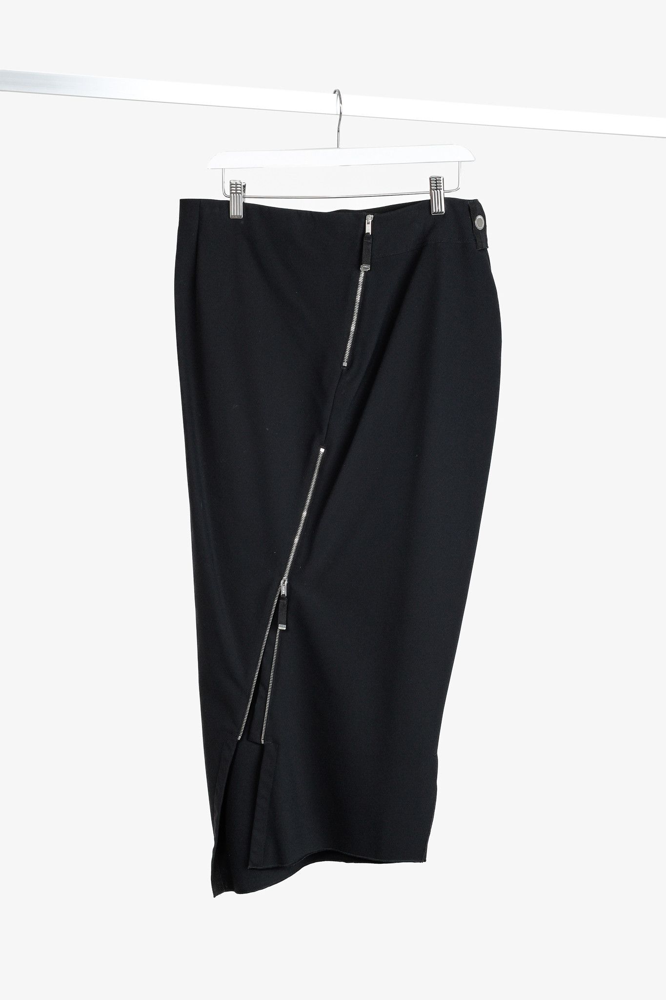 Other High Use Black Tech Asymmetrical Zip Midi Skirt Size 34" / US 12 / IT 48 - 6 Thumbnail