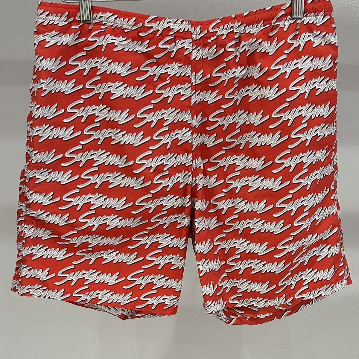 Supreme Supreme Signature Script Logo Water Short Red | Grailed