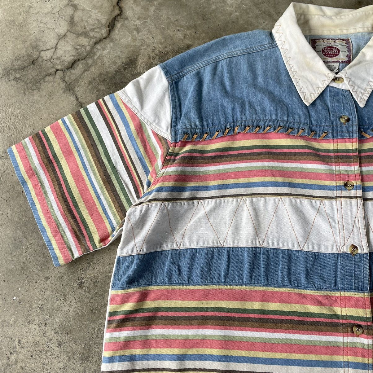 Japanese Brand × Vintage 🔥Sick🔥Vintage Forelli Multicolour Sashiko Buttons Shirts Size US XXL / EU 58 / 5 - 5 Thumbnail