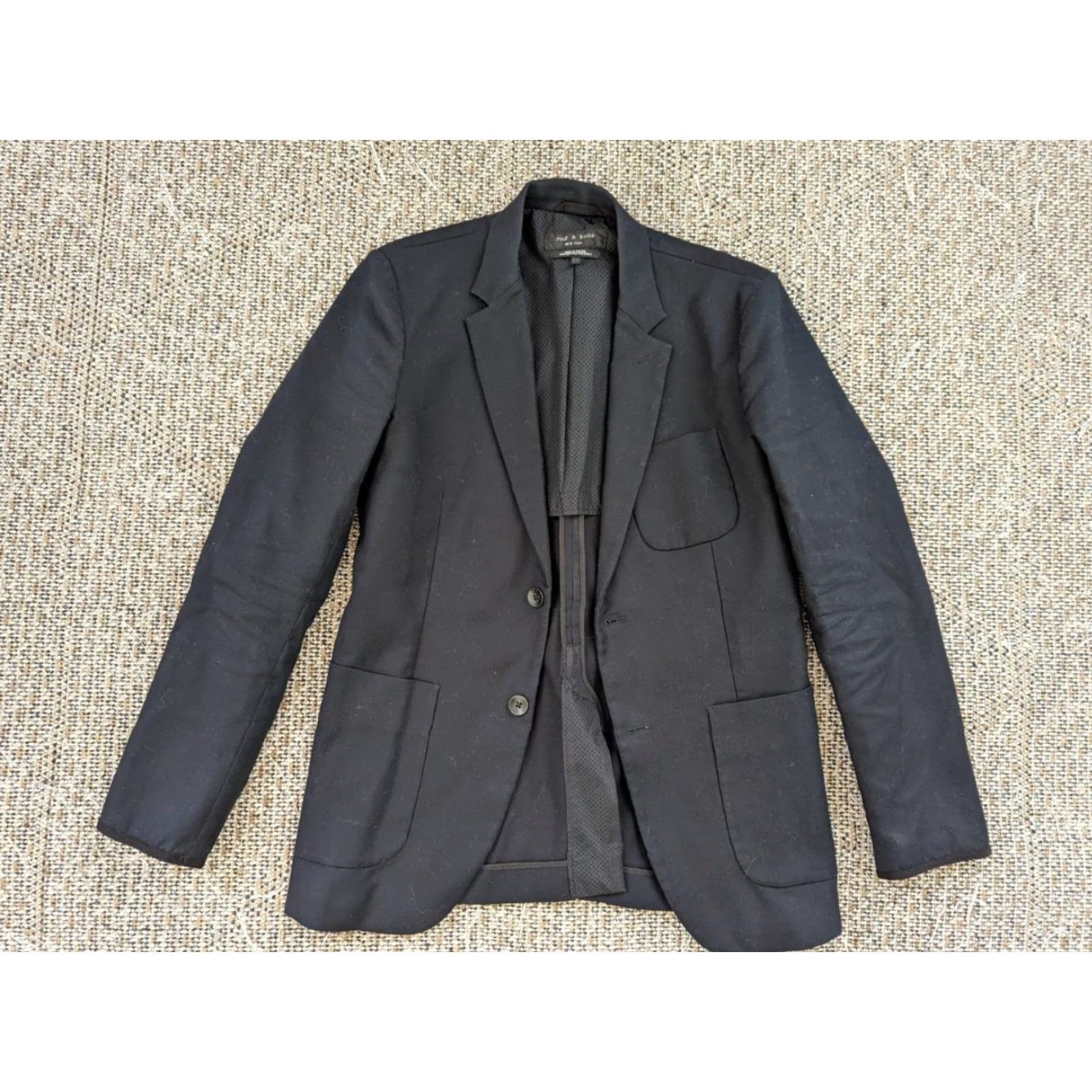 Rag & Bone Rag & Bone blazer Blazer 36 Black USA made cotton Twill Notch Lapel Men Regular 2-Button Single-Breasted Formal Vintage? Size 36R - 3 Thumbnail