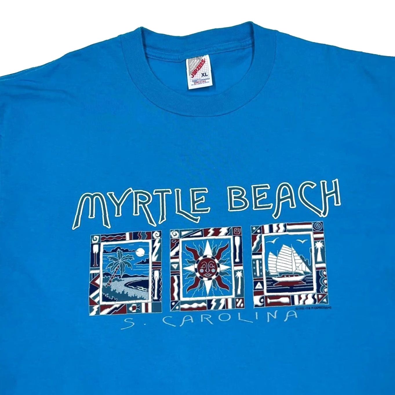 Jerzees VINTAGE Jerzees Myrtle Beach “S. Carolina” USA Souvenir Graphic T-Shirt XL Blue Shirt Mens XL Graphic Souvenir 90s XY78 Size US XL / EU 56 / 4 - 2 Thumbnail