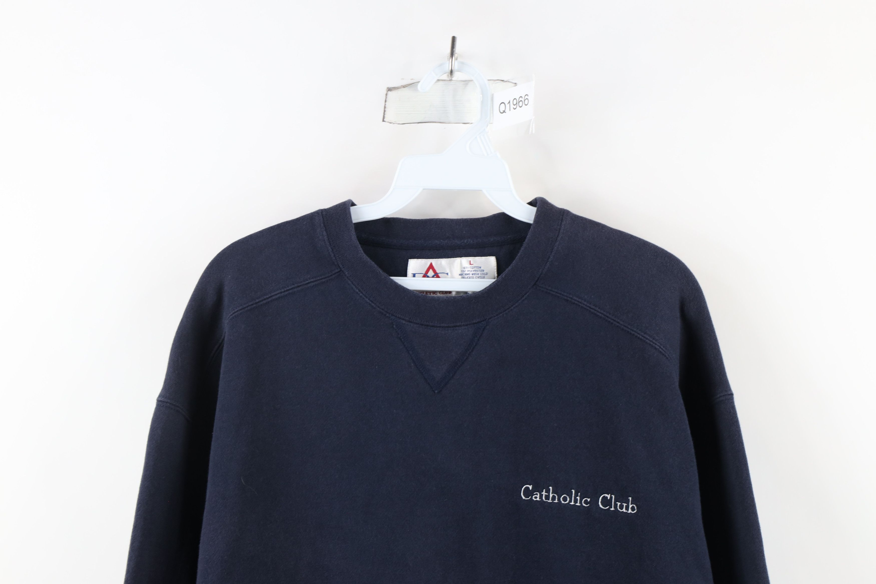 Vintage Vintage 90s Spell Out Catholic Club Crewneck Sweatshirt Size US L / EU 52-54 / 3 - 2 Thumbnail