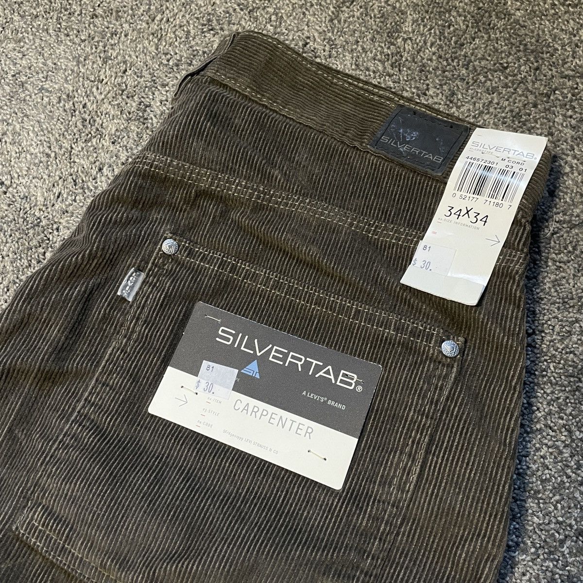 Levi's 1999 DEADSTOCK Levi’s Silvertab Corduroy Carpenter Pants Size US 34 / EU 50 - 2 Thumbnail