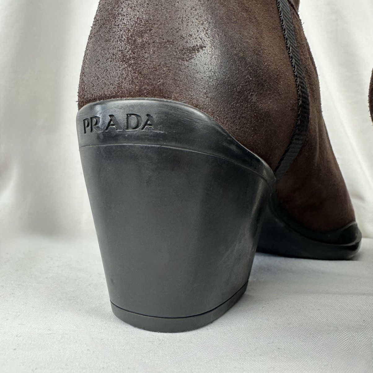 Prada Prada Brown Suede Mid Calf Western Boots Size US 11 / IT 41 - 8 Thumbnail
