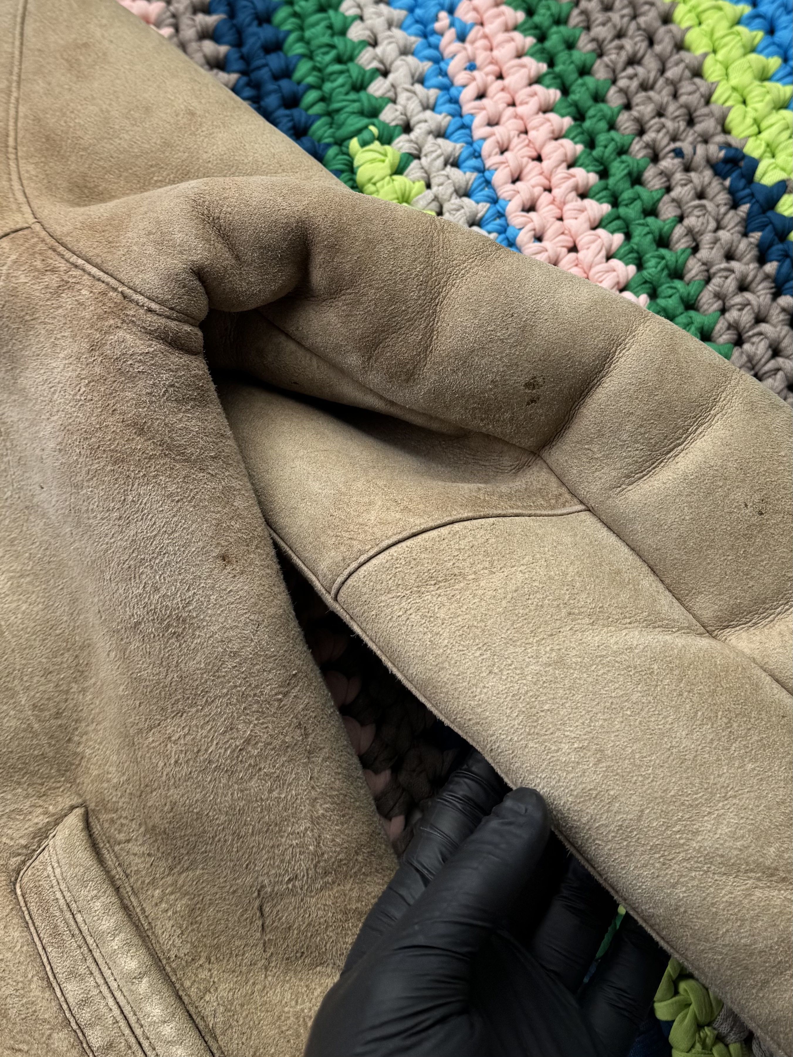 Japanese Brand Vintage Real Sheepskin Coat With Asymmetry Zip (ET1)(D15) Size US L / EU 52-54 / 3 - 6 Thumbnail