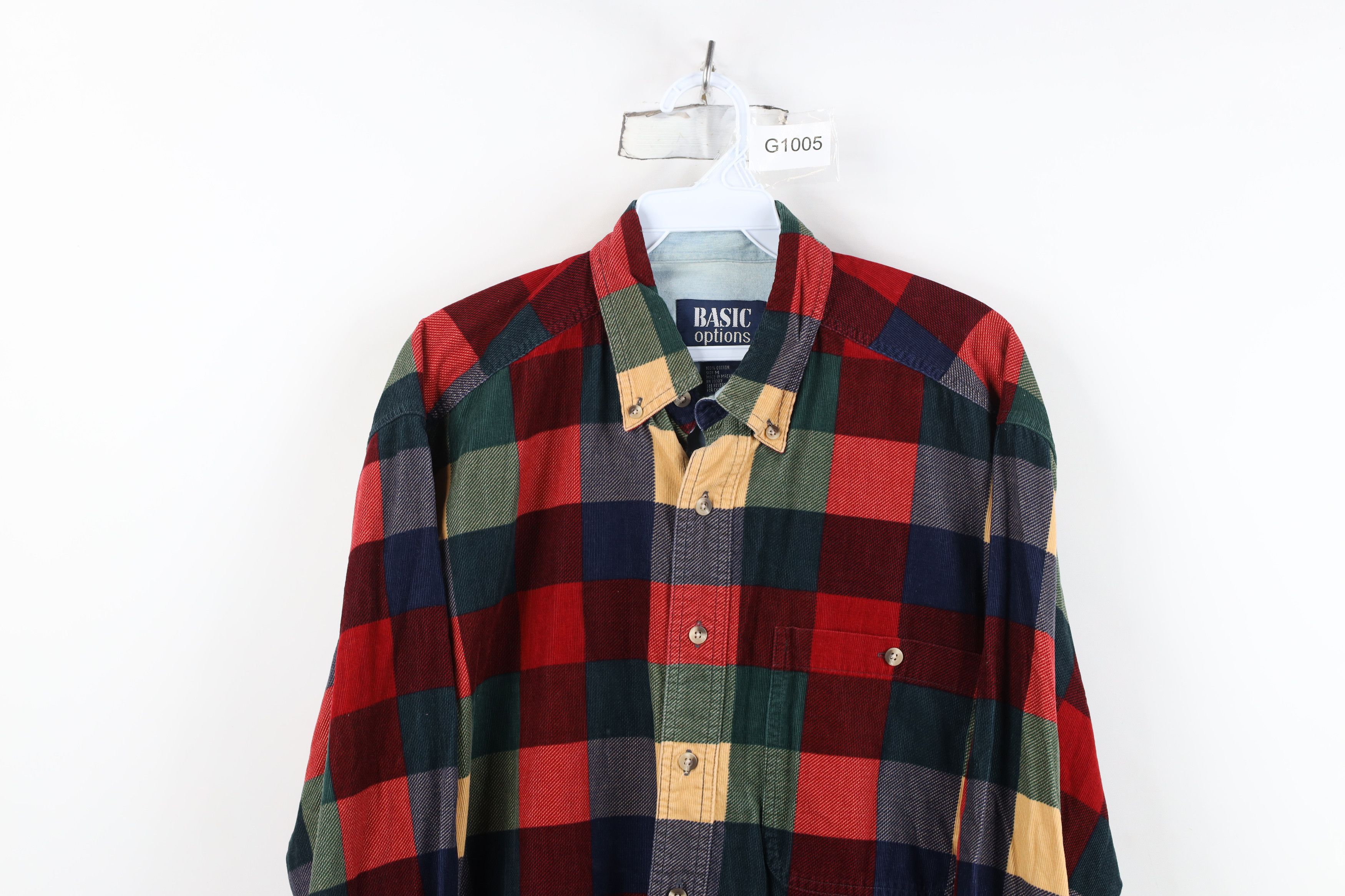 Vintage Vintage 90s Streetwear Checkered Corduroy Button Down Shirt Size US M / EU 48-50 / 2 - 2 Thumbnail