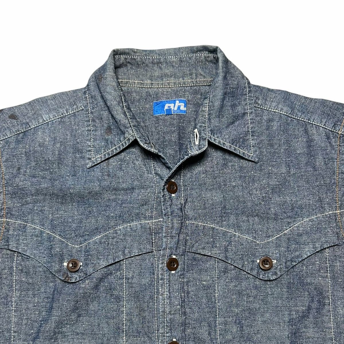 ABAHOUSE × Japanese Brand Abahouse Japan Western Short Sleeve Chambray Work Shirt Size US M / EU 48-50 / 2 - 7 Thumbnail