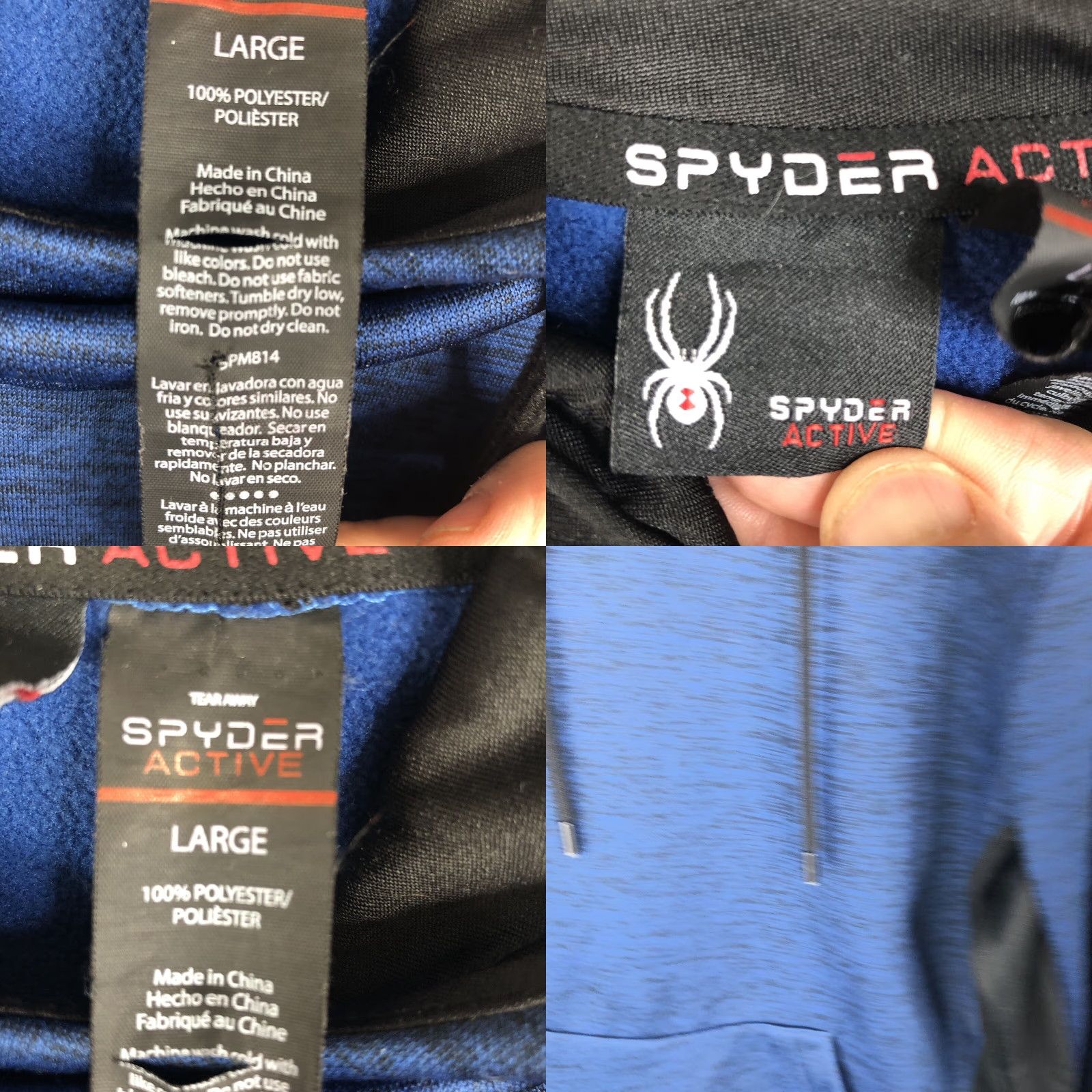 Spyder Spyder Hoodie Mens Large Blue Black Athletic Sweatshirt Space Dye Workout Casual All Seasons Size US L / EU 52-54 / 3 - 8 Thumbnail