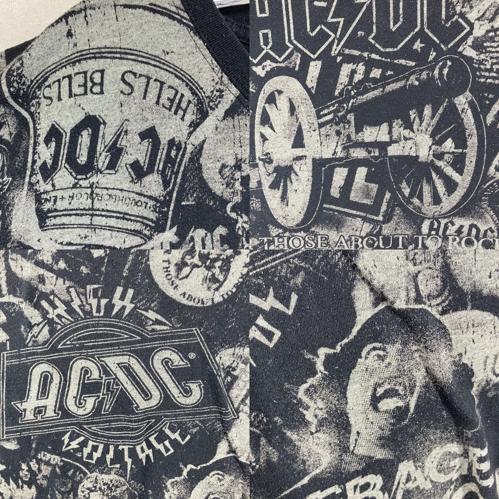 Vintage AC/DC T Shirt Mens 2XL Black Short Sleeve Crew Neck Graphic Print All Over Print 70s Vibes Retro Music Shirt Mens Size US XXL / EU 58 / 5 - 8 Thumbnail