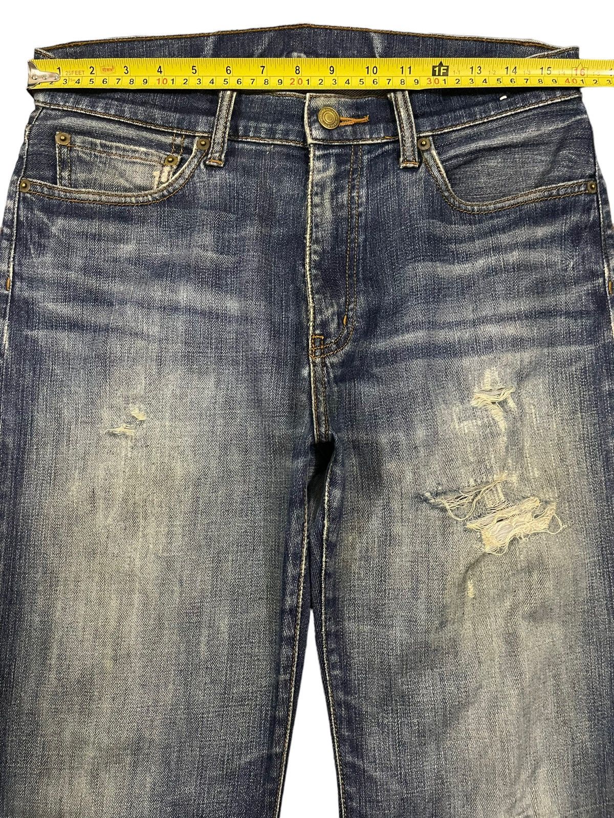 Sugar Cane Vintage Japanese Brand Blue Wash Distress Baggy Jeans Size US 32 / EU 48 - 9 Thumbnail