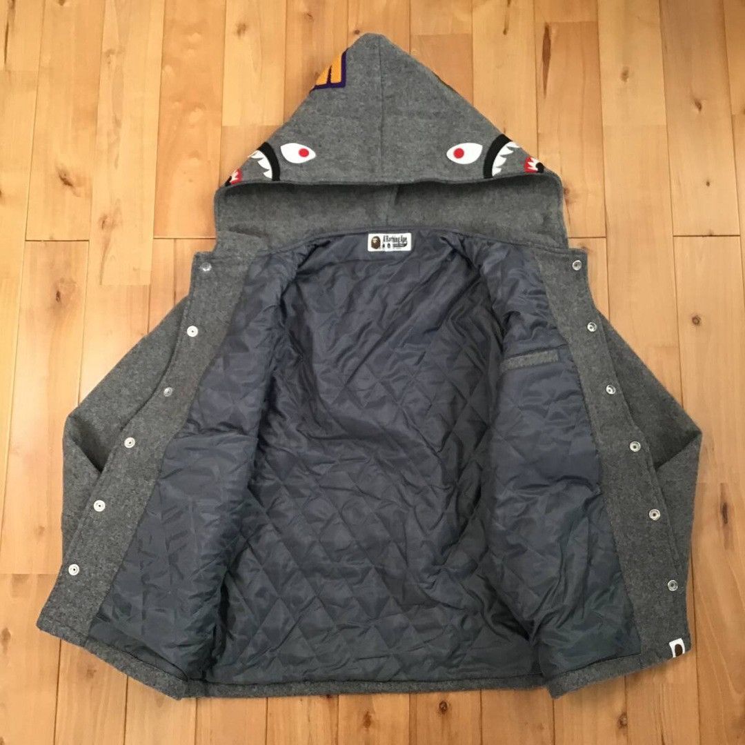 Bape BAPE Melton wool SHARK HOODIE VARSITY JACKET a bathing ape Size US S / EU 44-46 / 1 - 7 Thumbnail