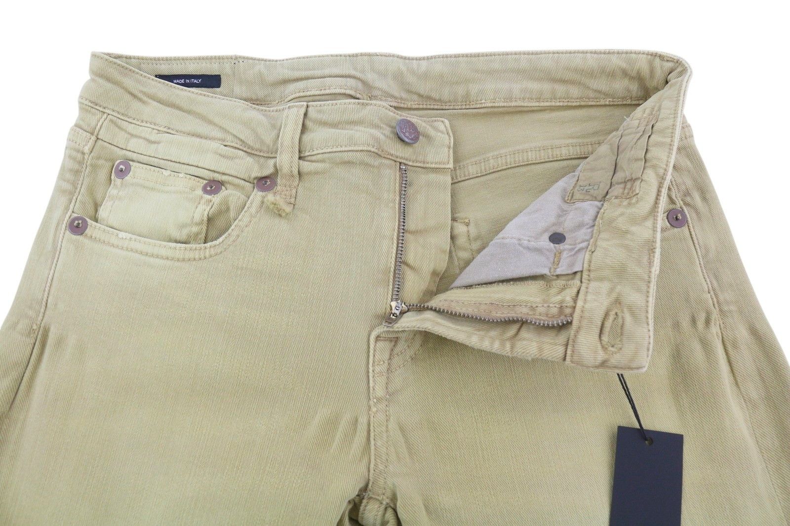 R13 BOY STRAIGHT 28 Khaki Stretchy Denim Cropped Pockets 86304 Size 28" / US 6 / IT 42 - 5 Thumbnail