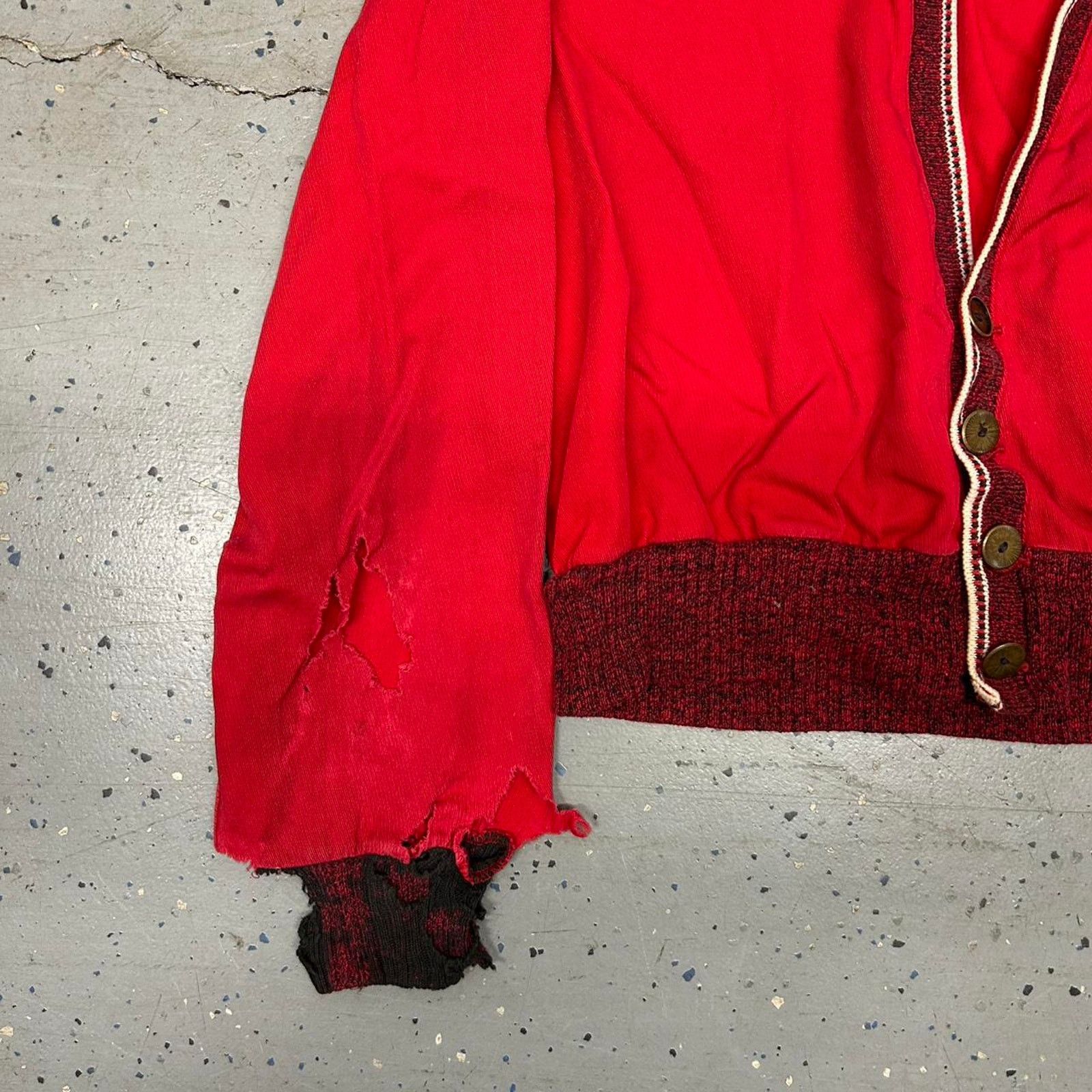 Other VTG 50s Distress/Thrash Red/burgundy buck skein cardigan Size US L / EU 52-54 / 3 - 2 Thumbnail
