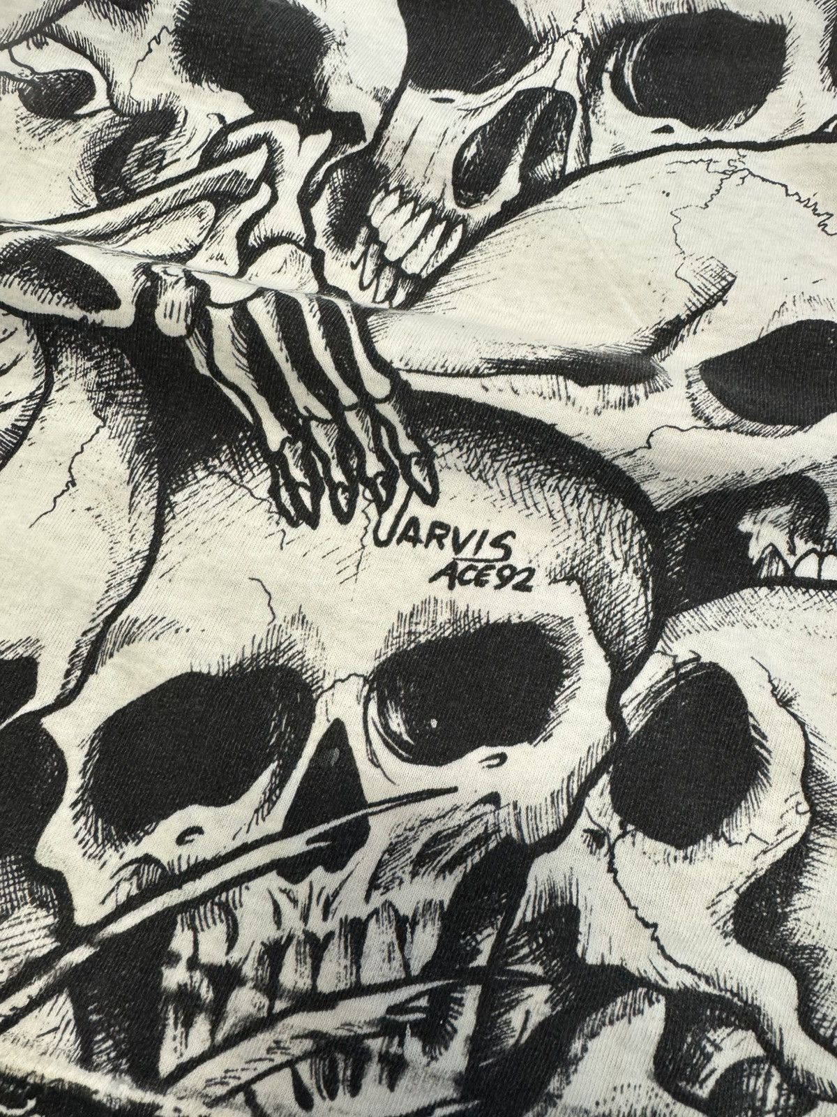 Vintage Vintsge AOP Skull Jarvis Ace 1992 Original Rare grunge shirt Size US L / EU 52-54 / 3 - 6 Thumbnail