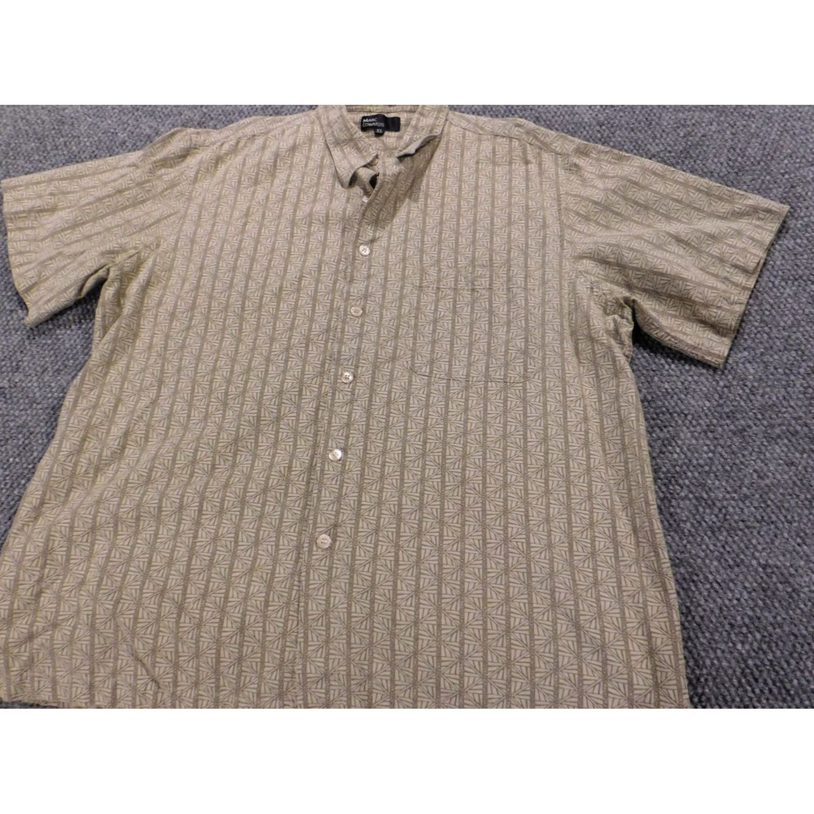 Marcs Marc Edwards Shirt Mens XL beige plaid Button-Down Short Sleeve Collar Size US XL / EU 56 / 4 - 4 Thumbnail