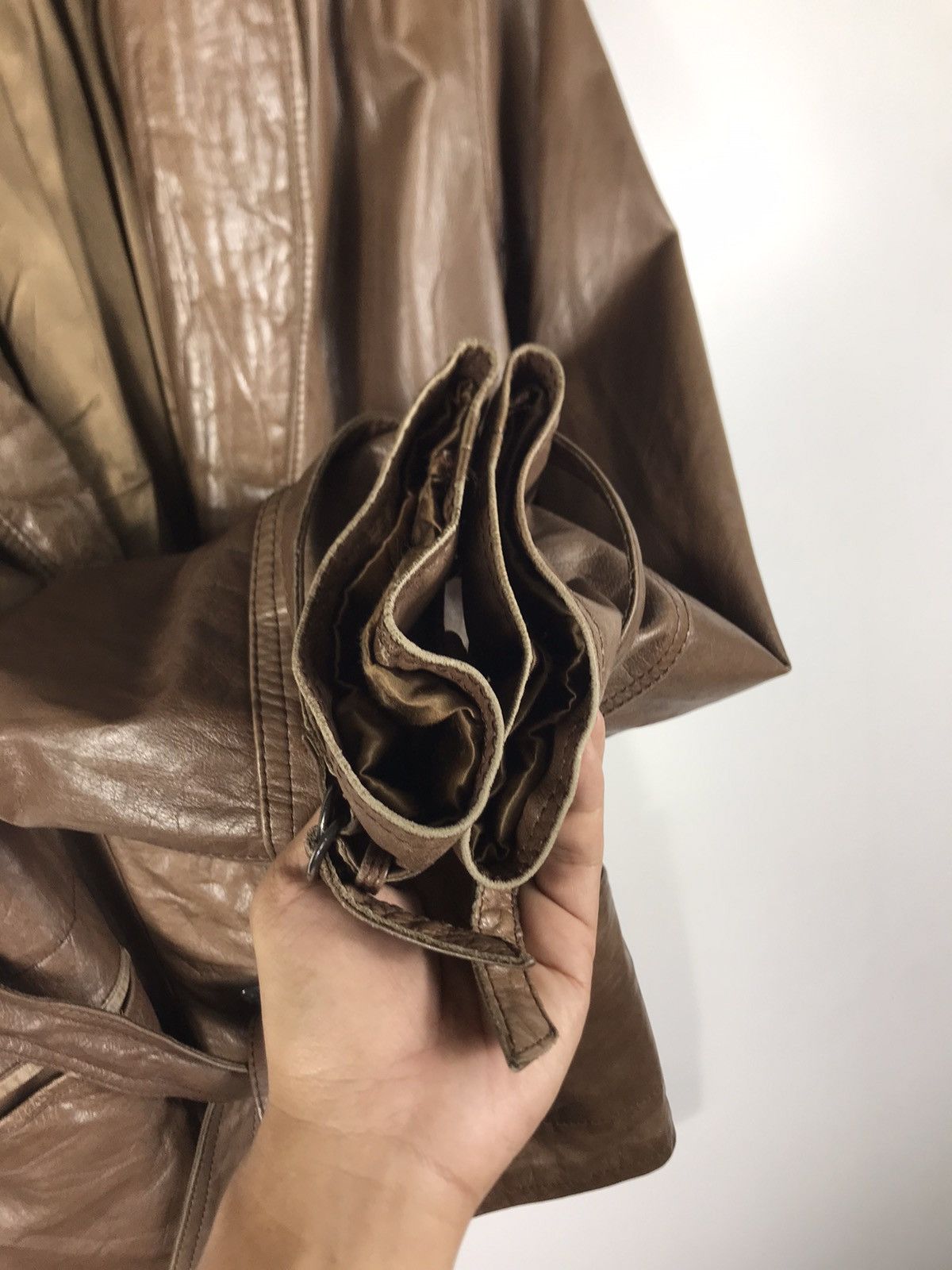 Genuine Leather ⚡️Vintage Duffle Leather Trench Coat Jacket Size M / US 6-8 / IT 42-44 - 7 Thumbnail