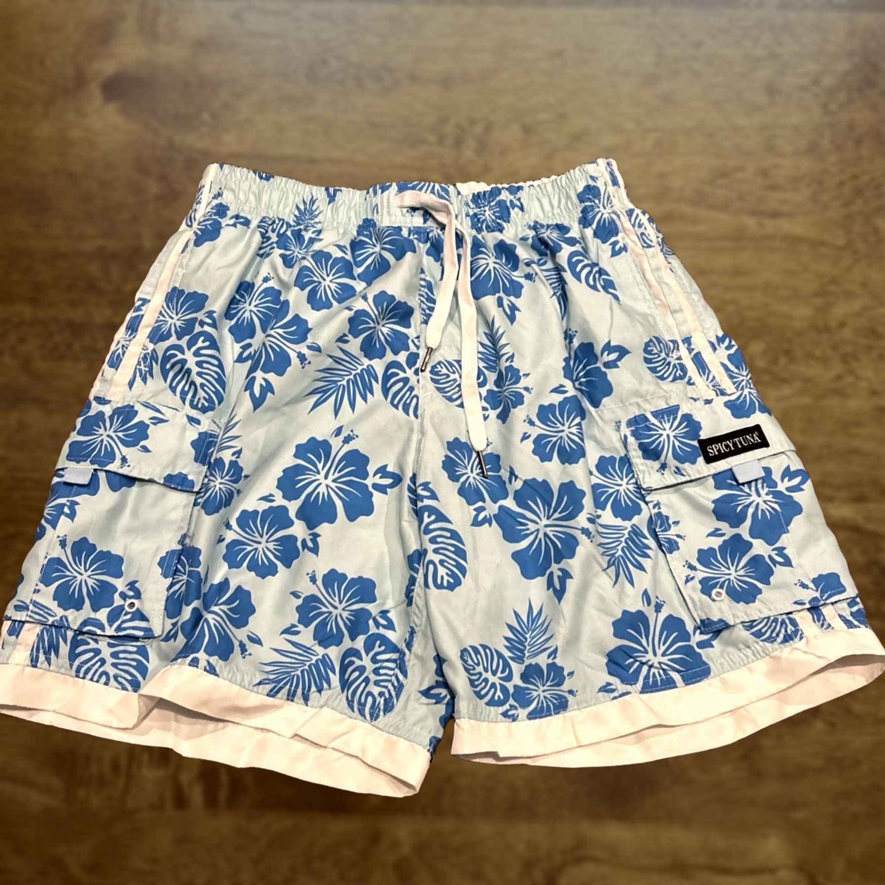 Vintage spicy tuna Shorts Mens M Men Size Board Hawaiian Swim Trunks Blue Size US 31 - 1 Thumbnail