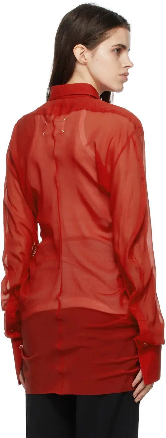 Maison Margiela o1y0625 Solid Color Shirt in Red Size S / US 4 / IT 40 - 3 Thumbnail