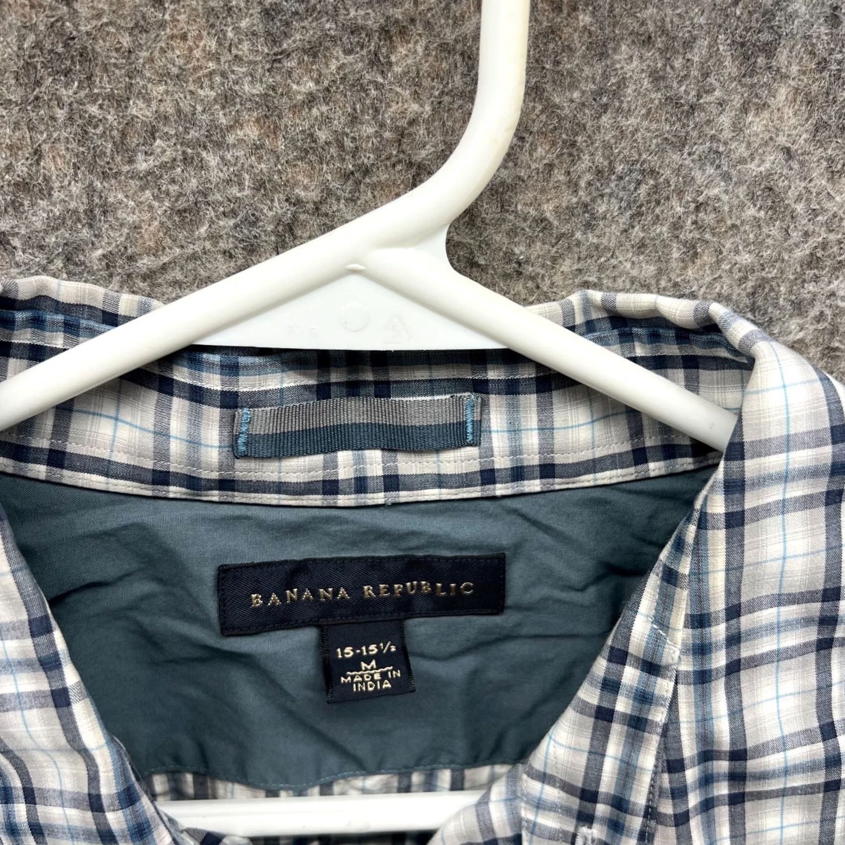 Banana Republic VINTAGE Banana Republic Shirt Men Medium White Blue Plaid Button-Down Cotton Casual Size US M / EU 48-50 / 2 - 7 Thumbnail