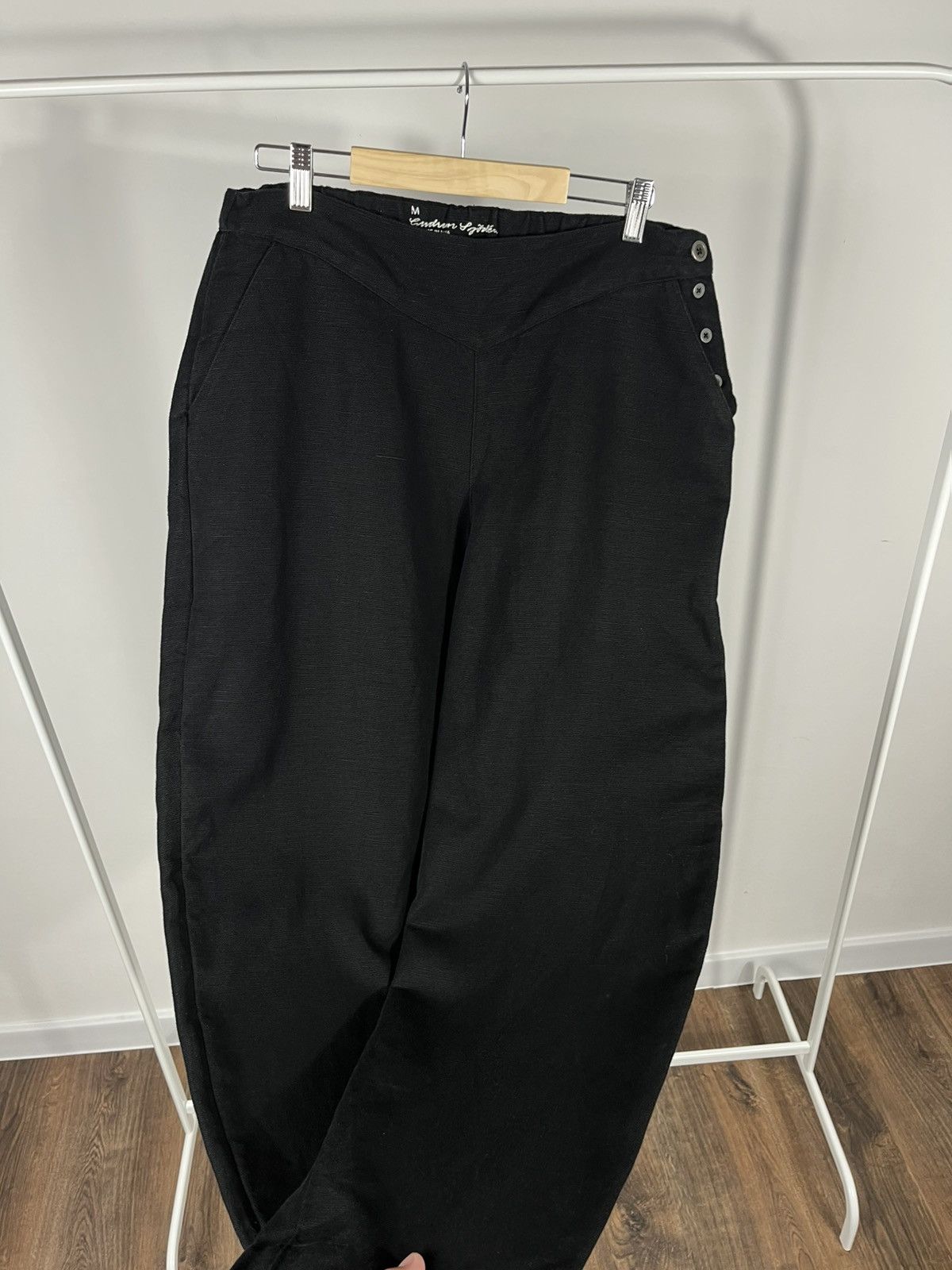 Gudrun Sjoden Gudrun Sjödén Black Baggy Linen Pants Organic Cotton Blend Size 28" / US 6 / IT 42 - 6 Thumbnail