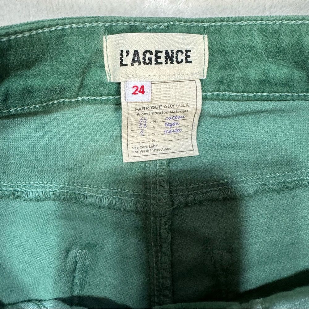 L'AGENCE NWT New $265 L'AGENCE Margot Velvet Crop Skinny FROSTY SPRU Size 24" / US 00 / IT 34 - 7 Thumbnail