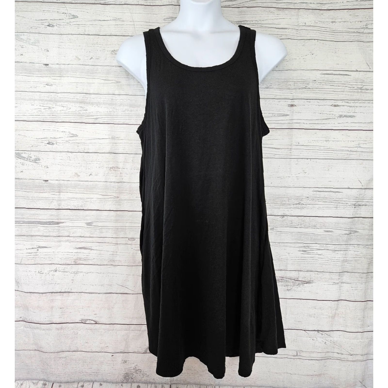 Soft Surroundings Soft Surroundings Tank Dress Womens 1X Black Cotton Modal Pockets Knee Length Sleeveless Scoop Pullover Shirt Dress Womens Boys Girls Mens Size XL / US 12-14 / IT 48-50 - 2 Thumbnail