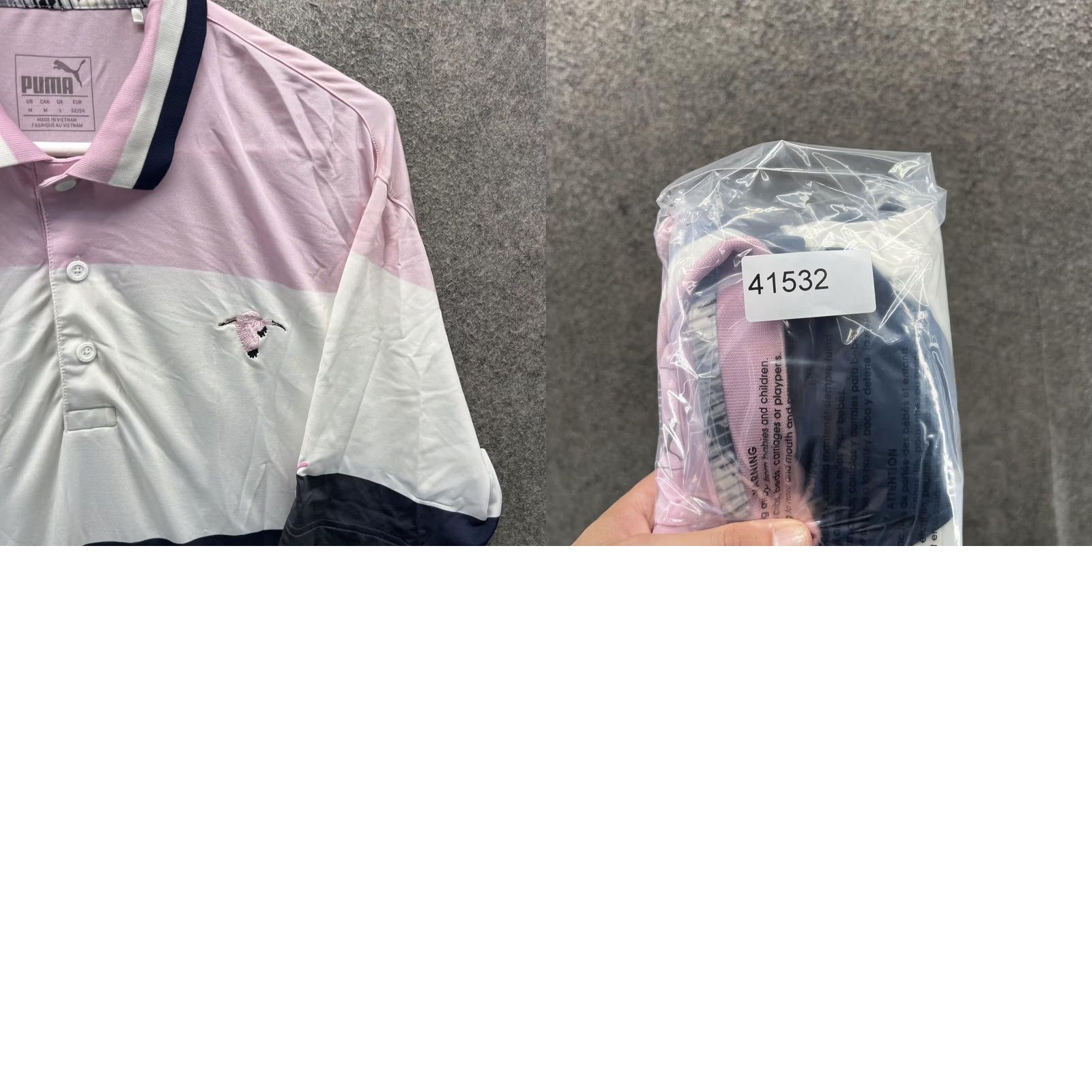 Puma Puma Polo Shirt Mens Medium Colorblock Pink White Navy Golf Performance Casual Size US M / EU 48-50 / 2 - 8 Thumbnail
