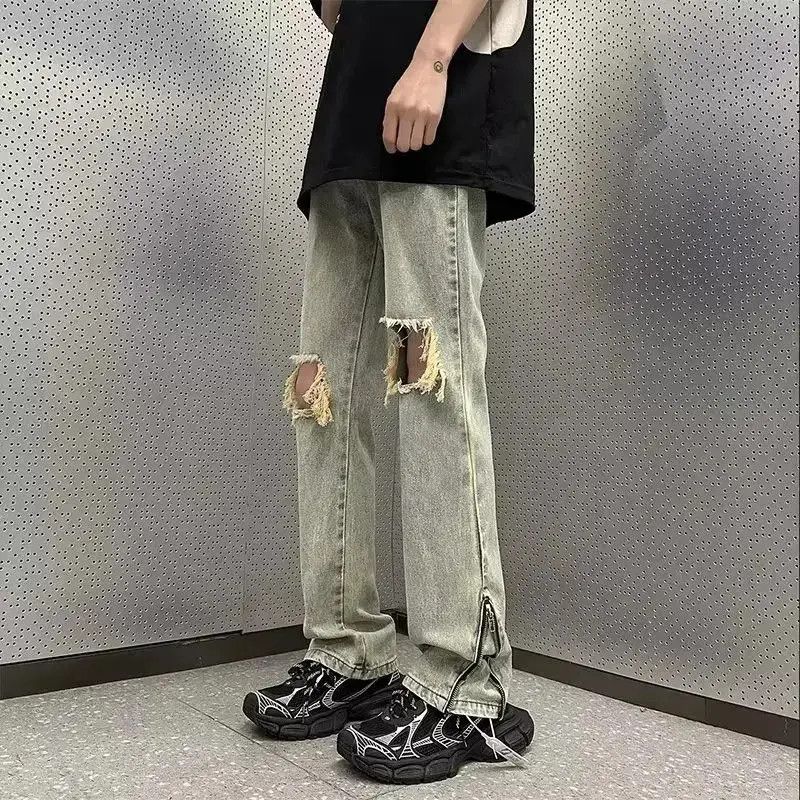 Japanese Brand Retro ripped straight leg jeans Size US 32 / EU 48 - 1 Thumbnail