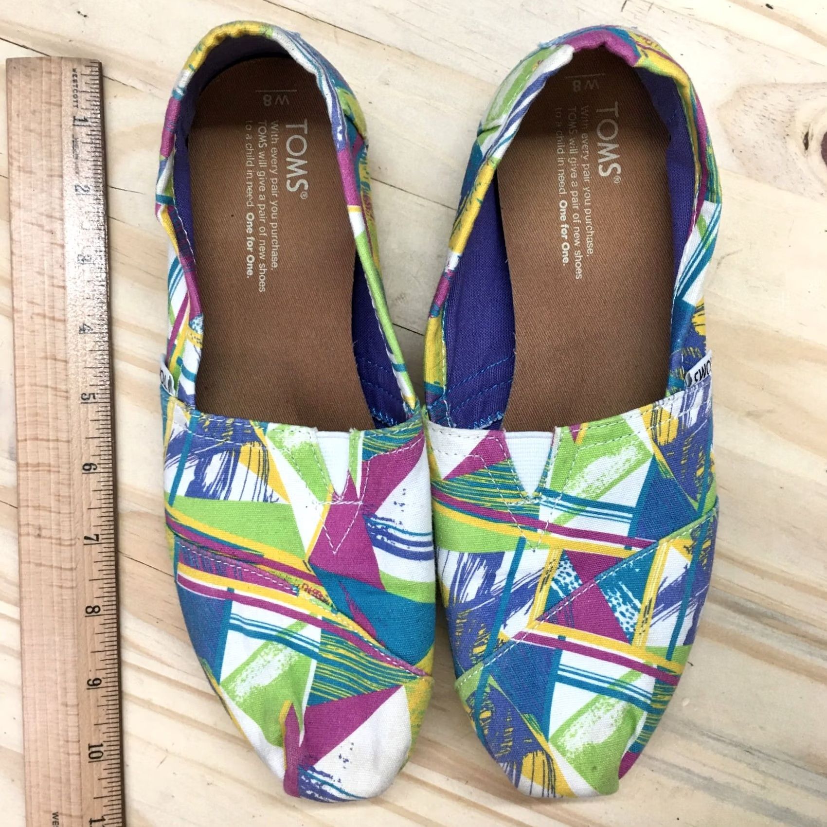 Toms Toms Loafer Womens 8 Multicolor Geometric Round Toe Slip On Flats Canvas Casual Size US 8 / IT 38 - 5 Thumbnail