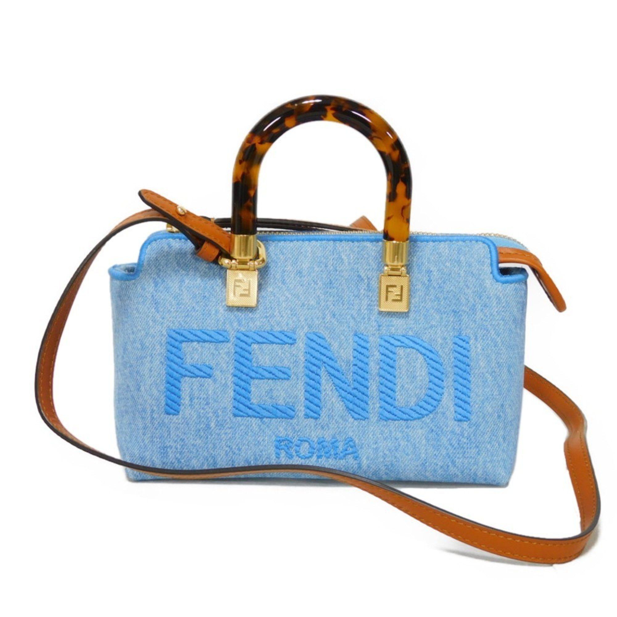 image of Fendi Handbag By The Way Mini Denim 2Way Shoulder Bag Logo Light Blue 8Bs067 Ajr2 F1Lb6 Women's