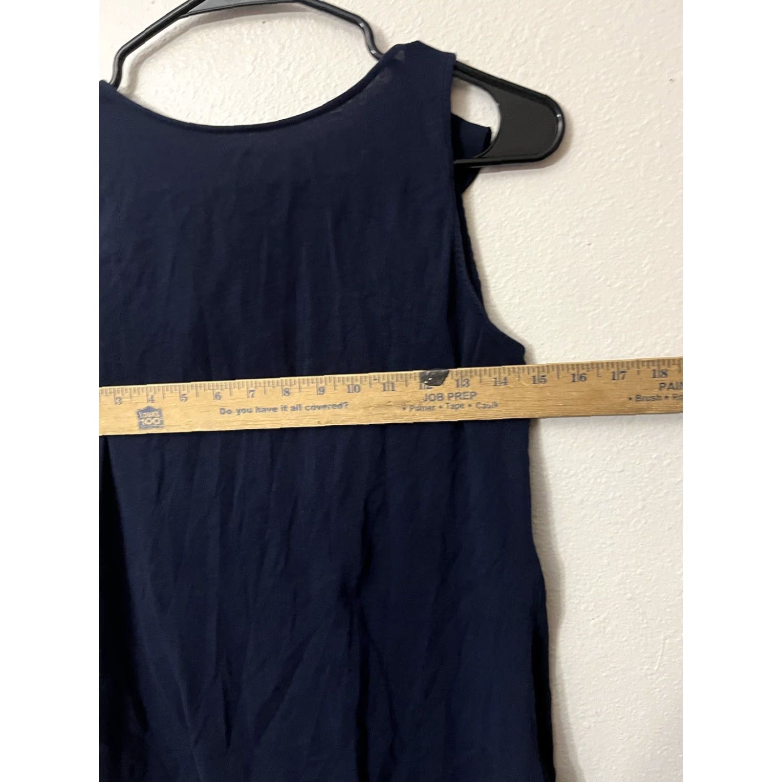 Ann Taylor LOFT Ann Taylor Navy Blue Solid Sleeveless Tank Blouse Size Small Cotton? Size S / US 4 / IT 40 - 3 Thumbnail