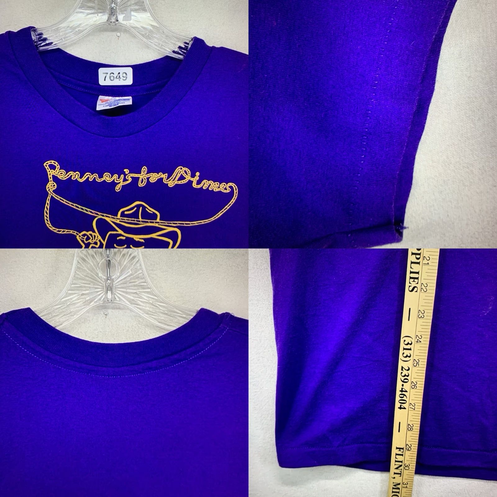 Hanes VINTAGE Hanes Graphic Print T-Shirt Unisex Adults 2XL Purple Cowboy 90s Retro Size US XXL / EU 58 / 5 - 8 Thumbnail