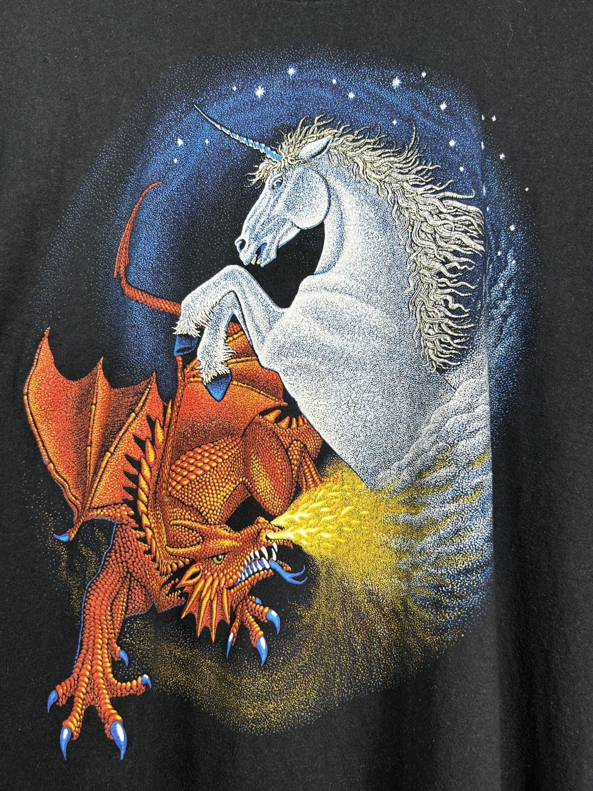 Vintage Vintage 90s Hewlin Dragon Unicorn Battle T Shirt Boxy Fit Size US M / EU 48-50 / 2 - 4 Thumbnail