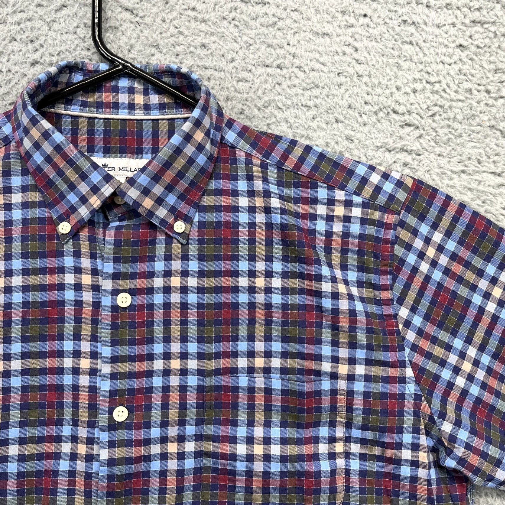 Peter Millar VINTAGE Peter Millar Shirt Mens Medium Blue Pastel Grid Check Carlow Crown Lite Sport Size US M / EU 48-50 / 2 - 2 Thumbnail