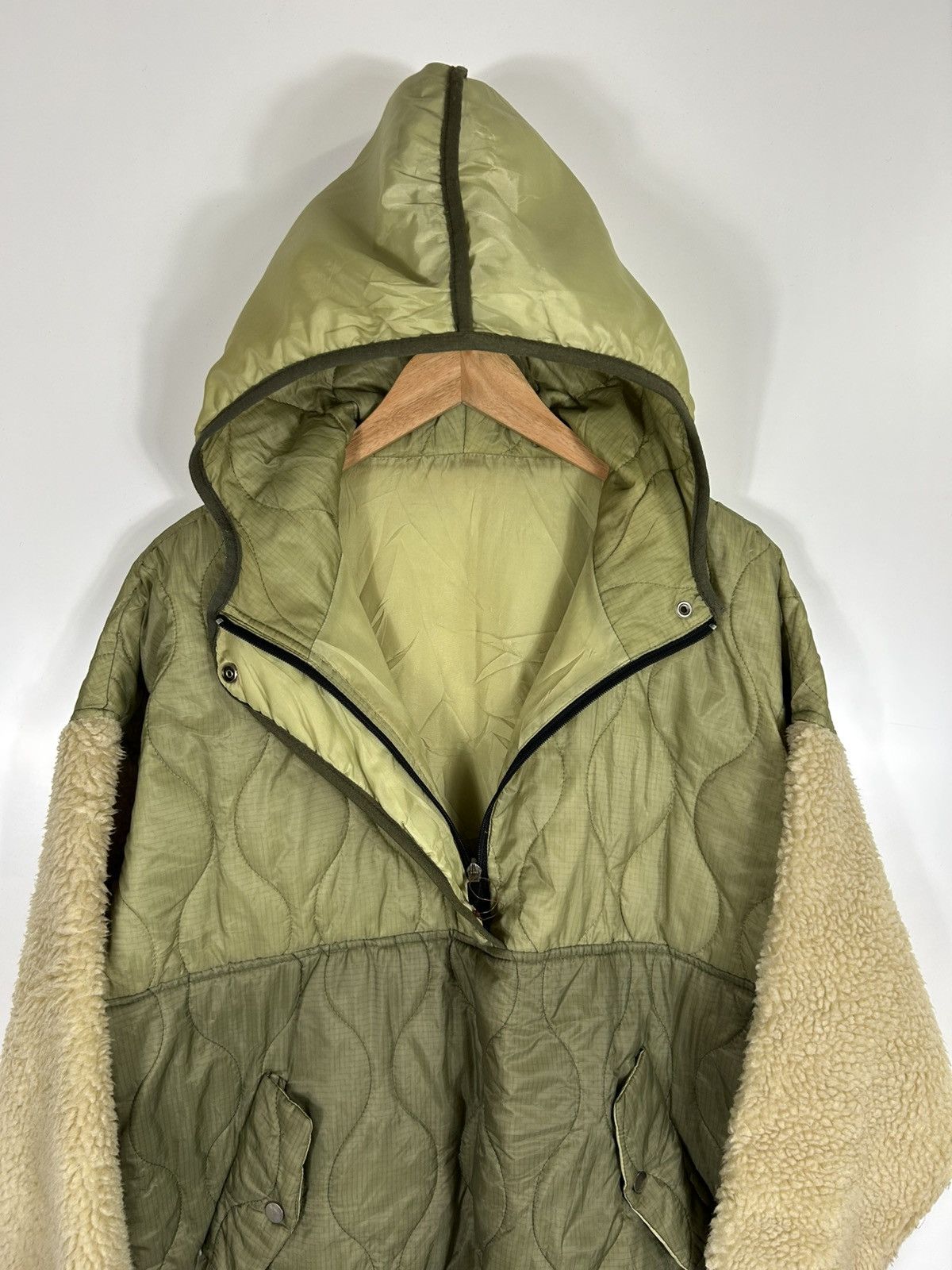 Japanese Brand ⚡️Vintage Didot Hooded Quilted Sleeve Fleece Half Zipper Size US M / EU 48-50 / 2 - 8 Thumbnail