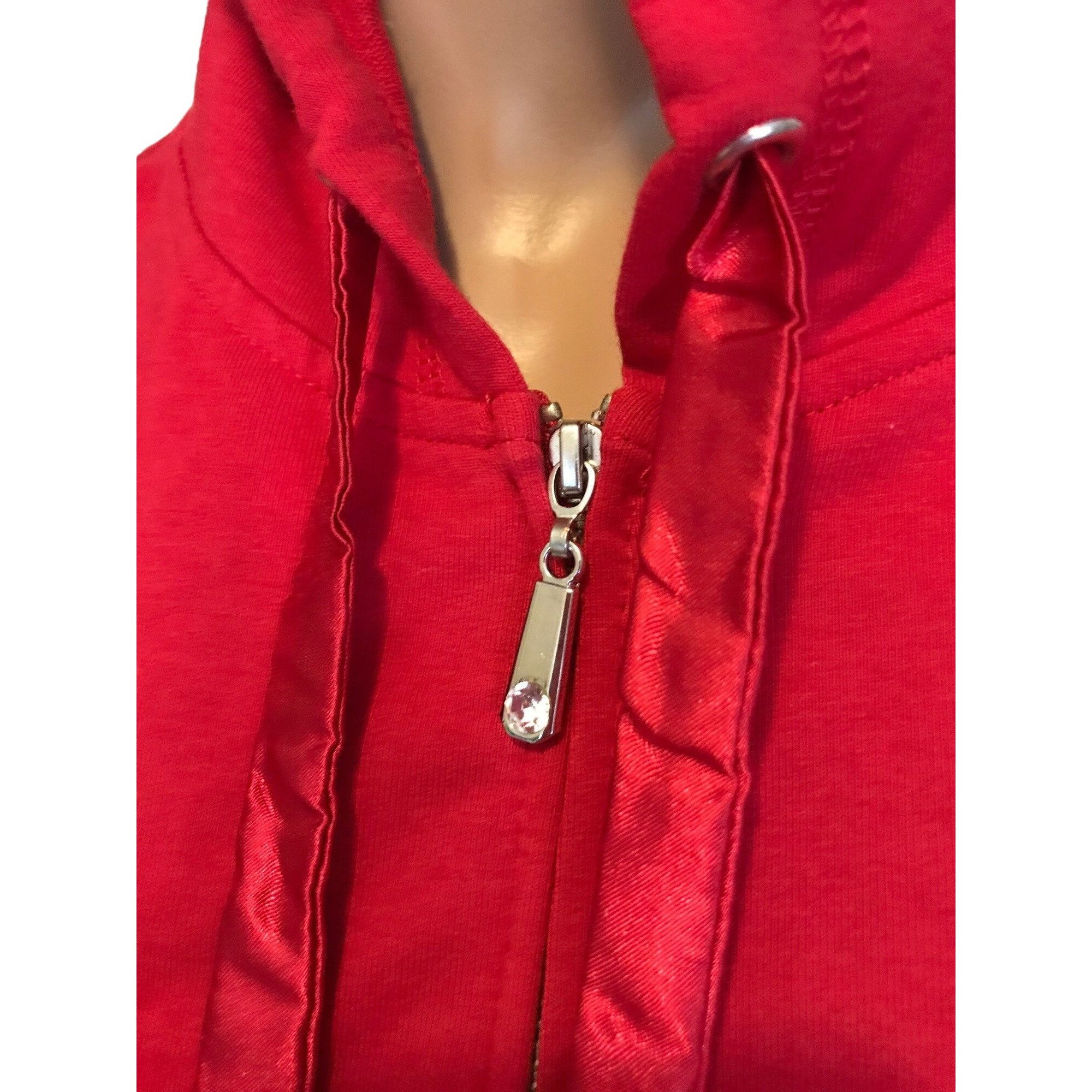 Vintage Christine Alexander SMALL RED Cotton Hooded TRACK Jacket Spo Size S / US 4 / IT 40 - 2 Thumbnail