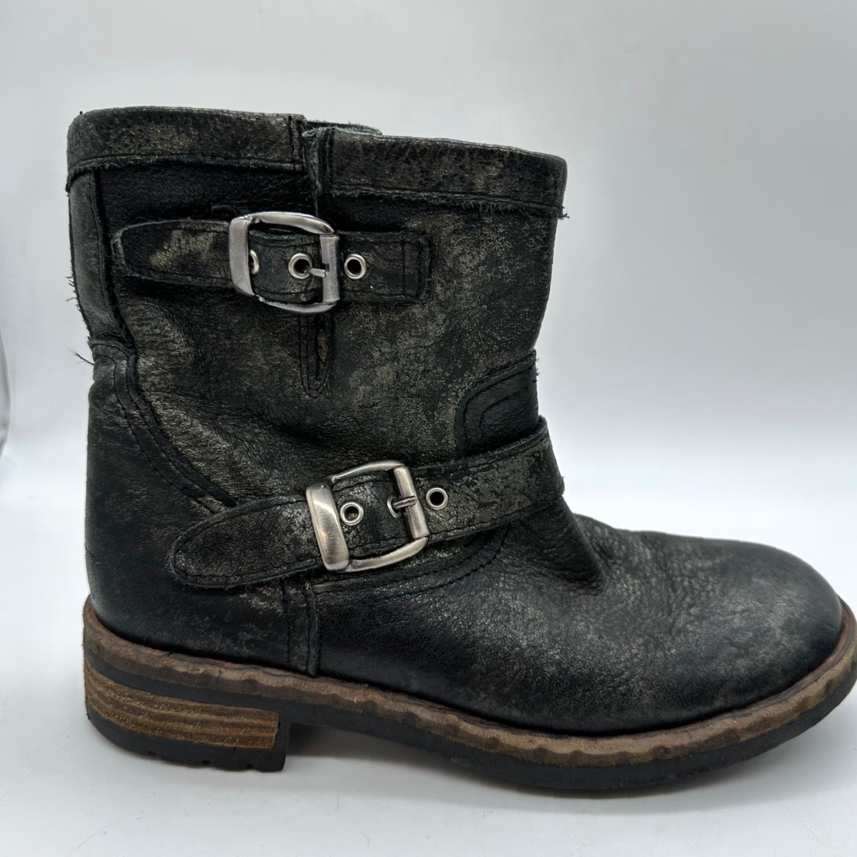 Steve Madden Steven by Steve Madden Enginne Women Leather Suede Pull On Boots Sz 9 Black/Gray - Boots - Women - 9 - Black/Gray Size US 9 / IT 39 - 4 Thumbnail