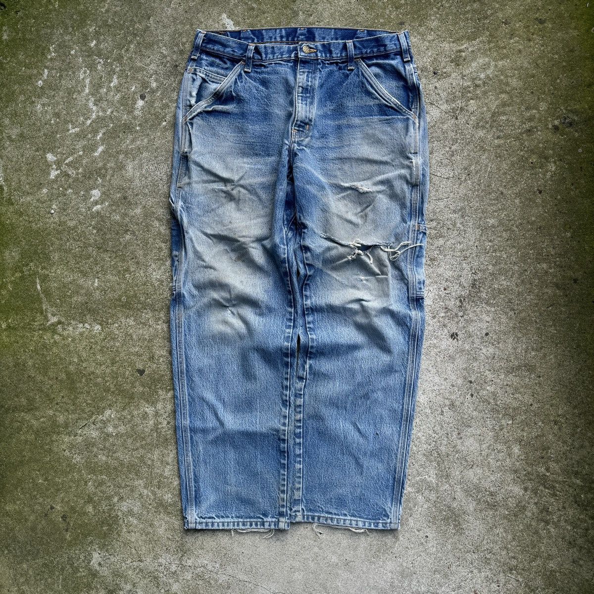 Vintage 90s Faded Thrashed Distressed Workwear Jeans ERD Grunge Size US 34 / EU 50 - 1 Thumbnail