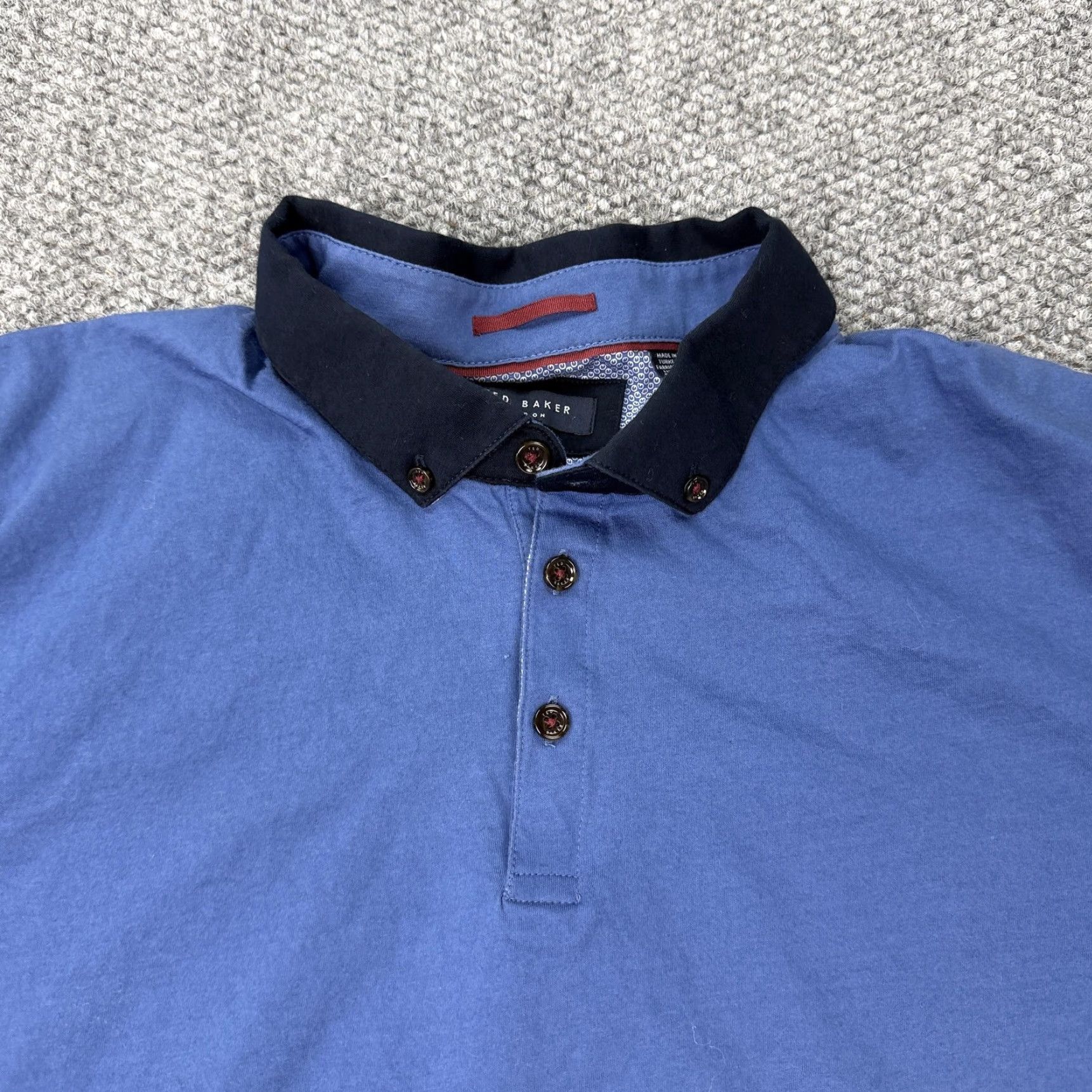 Ted Baker Ted Baker Polo Shirt Mens 2XL Blue Cotton Contrast Collar Short Sleeve Size US XXL / EU 58 / 5 - 2 Thumbnail