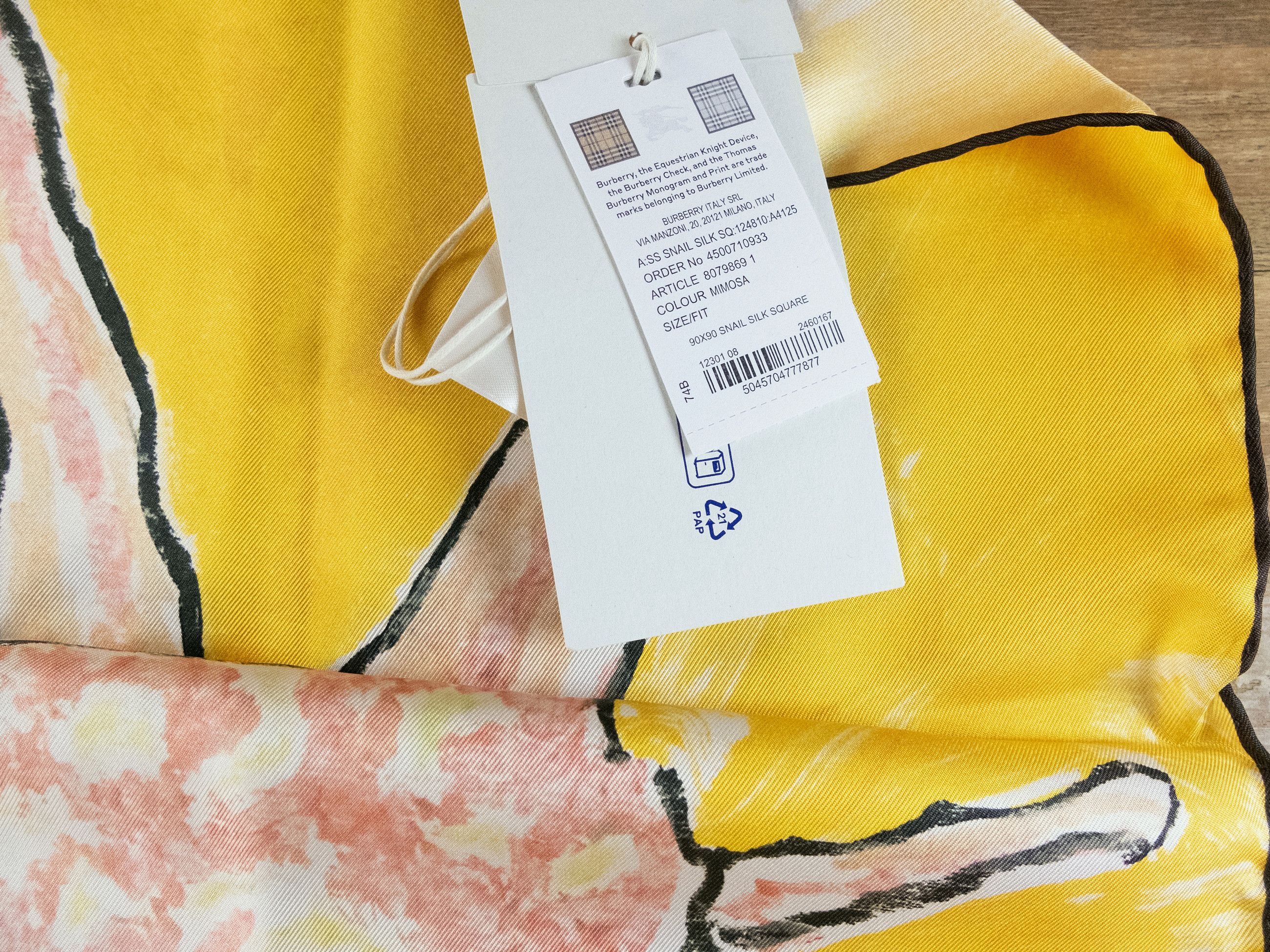 Burberry BURBERRY x Helen Bullock yellow orange snail silk scarf Size ONE SIZE - 4 Thumbnail