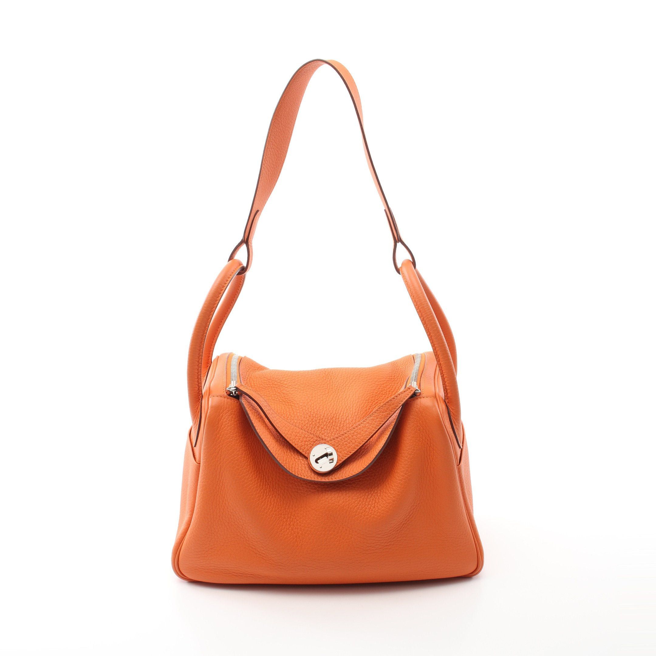 Hermes Hermes Lindy 30 Shoulder Bag Clemence Leather Orange Silver Hardware □O Stamp Size ONE SIZE - 1 Thumbnail