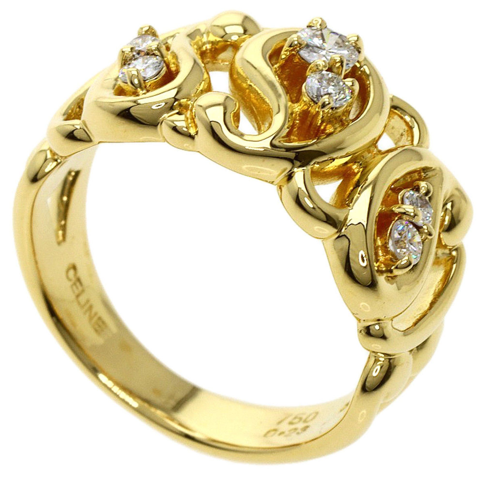 image of Celine Diamond Ring K18 Yellow Gold Ladies in Black, Women's