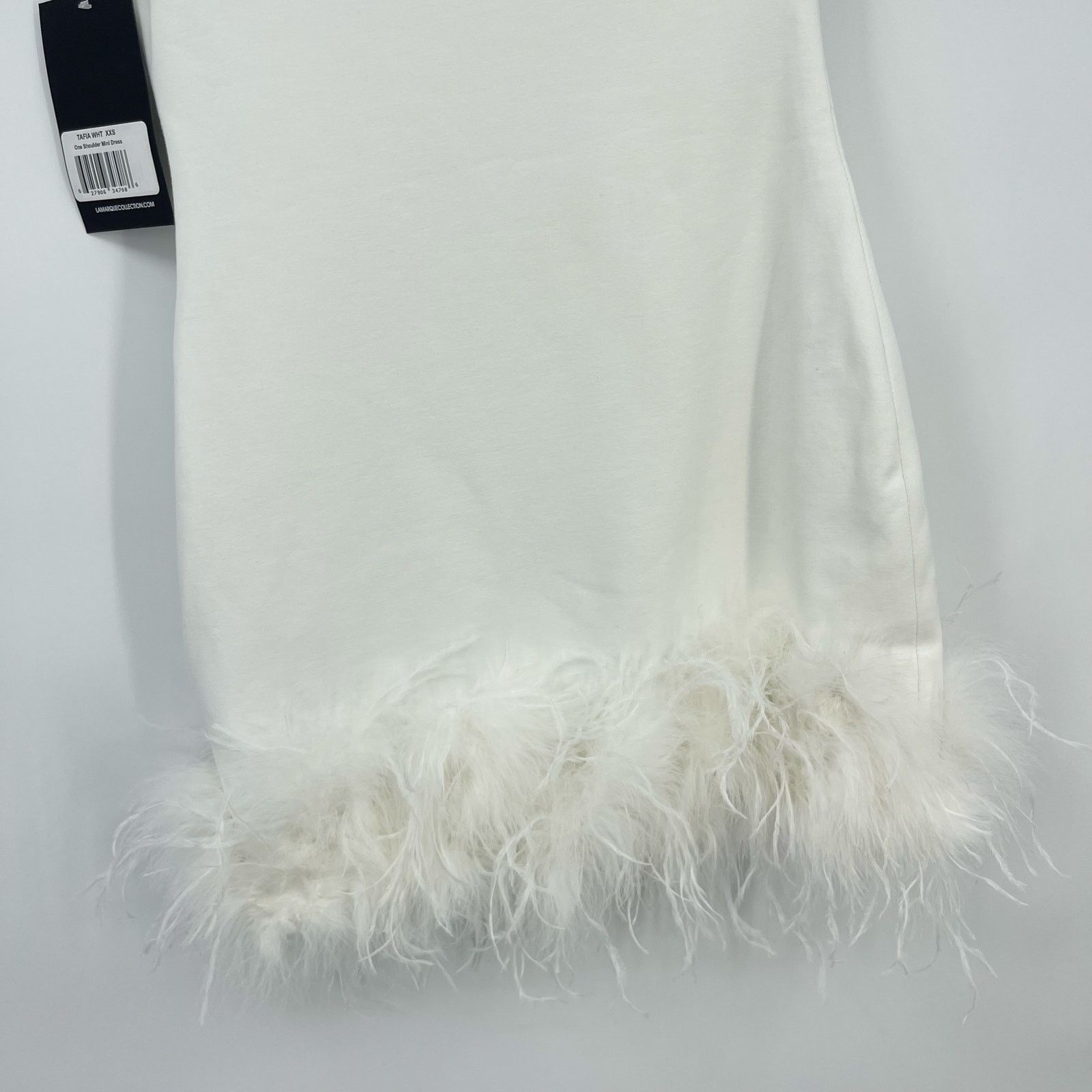 LAMARQUE LAMARQUE | Tafia Feather Trimmed One Shoulder Mini Dress Size XXS / US 00 / IT 34 - 10 Thumbnail